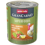 Animonda GranCarno Superfoods Pute + Mangold, Hagebutten, Leinöl 6 x 800 g