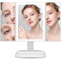 Kosmetikspiegel mit LED Beleuchtet und 5X/ 7X-Vergrößerungsspiegel 3 Lichtfarben
