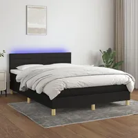 VidaXL Boxspringbett mit Matratze & LED Schwarz 140x200 cm