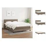 vidaXL Boxspringbett mit Matratze Taupe 140x200 cm Stoff