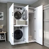 roomartstore.de Waschmaschinenschrank DORA 130 x 186 x 74 cm Weiß
