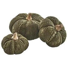 Kobolo Dekokürbis Kürbis aus Textil Set aus 3 Größen dunkelgrün