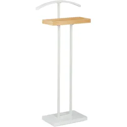 Relaxdays Stummer Diener, mit Ablage aus Holz, freistehend, faltenfreie Anzüge, MDF & Metall, HBT 102 x 46 x 24 cm, weiß