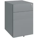 Vinsetto Rollcontainer, mobiler Aktenschrank mit 3 Schubladen, abschließbarer Büroschrank mit Hängeregistratur, Aufbewahrung, Stahl, 39 x 48 x 59 cm Arbeitszimmer, Container