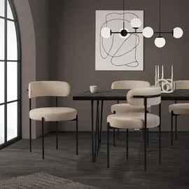 ML-Design Esszimmerstühle 2er Set aus Teddystoff Braun