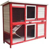 Wiltec Kaninchenstall 117,5 x 41 x 100 cm rot weiß
