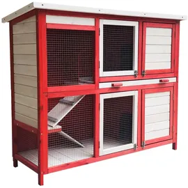 Wiltec Kaninchenstall 117,5 x 41 x 100 cm rot weiß
