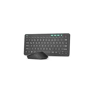 Rii Tastatur Maus Set Kabellos, 2.4G Kabellose Kompakte Tastatur mit Funkmaus für Laptop, PC und Smart TV, Deutsches QWERTZ Layout, Schwarz
