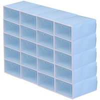 HaroldDol 20 Stücke Schuhboxen Stapelbar Platzsparend 33X23X14cm, Stapelbar Aufbewahrungsbox Plastik Schuhschachteln für Sportschuhe Stiefel Aufbewahrung (blau)