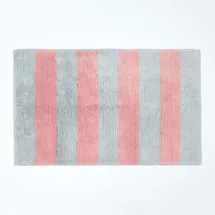 Homescapes Badteppich Gestreift Grau/Rosa 80 x 50 cm
