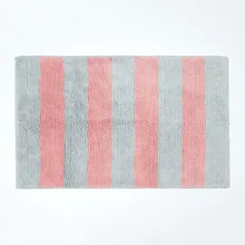 Homescapes Badteppich Gestreift Grau/Rosa 80 x 50 cm