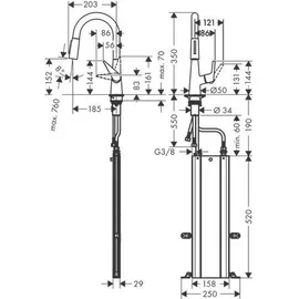 Hansgrohe Talis M51 160 2jet sBox edelstahl finish 73850800