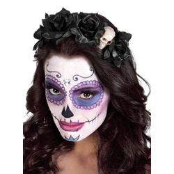 Boland Kostüm Tag der Toten Haarreif Totenkopf, Stimmungsvoller Kopfschmuck für Halloween und Catrina Kostüm schwarz