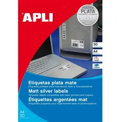 agipa Typenschild-Etiketten, 63,5 x 29,6 mm, silber