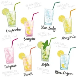 Papstar Servietten mit Motiv Cocktail 3-lagig 20 Stück mehrfarbig, 33x33 cm