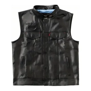 West Coast Choppers Collab 131/2 Leather Cfl Riding Vest Schwarz L