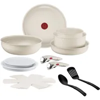 Tefal Ingenio Cerabright 15-teiliges Kochgeschirr-Set, abnehmbarer Griff, platzsparend, stapelbares Design, induktionsgeeignet, Keramik-Antihaftbeschichtung, Beige, L8449834