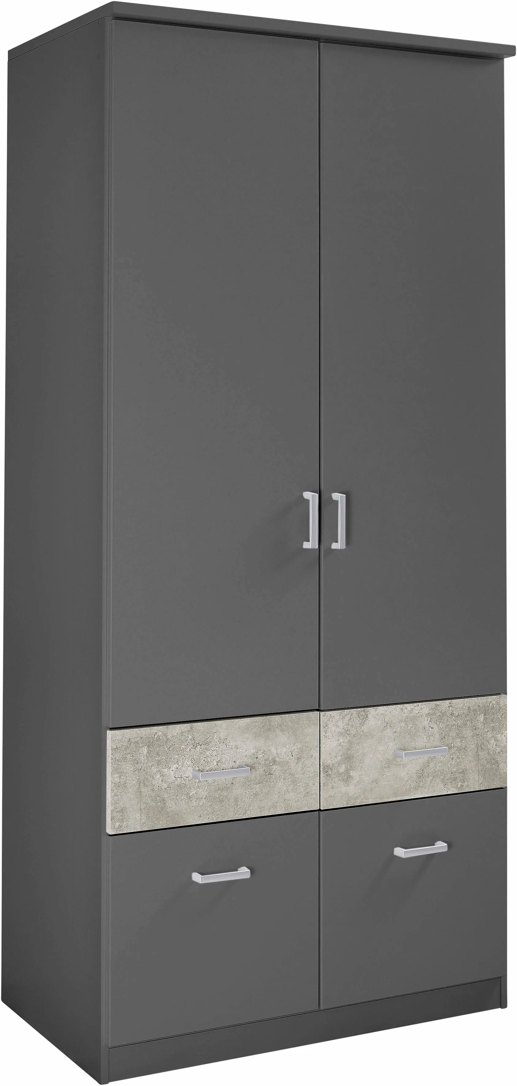 Kleiderschrank RAUCH "Kleiderschrank Schrank Garderobe deckenhoher Schrank BREMEN", grau (graumetallic, betonfarben), B:91cm H:199cm T:58cm, Holzwerkstoff, Schränke, in vielen Farben und Ausführungen MADE IN GERMANY