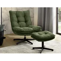 Jockenhöfer Relaxsessel KASPER Cord 76 x 47 x 0 cm Grün mit Hocker