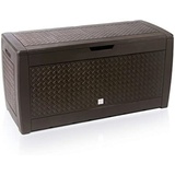 PROREGAL® Gartenbox CAP’N COOK klappbare Gartenbox (LxBxH 119 x 48 x 60 cm, 310 Liter Stauraum, Kissenbox mit Deckel, Haltegriffe und Rollen, Flechtoptik, Auflagenbox, Braun/Anthrazit) braun