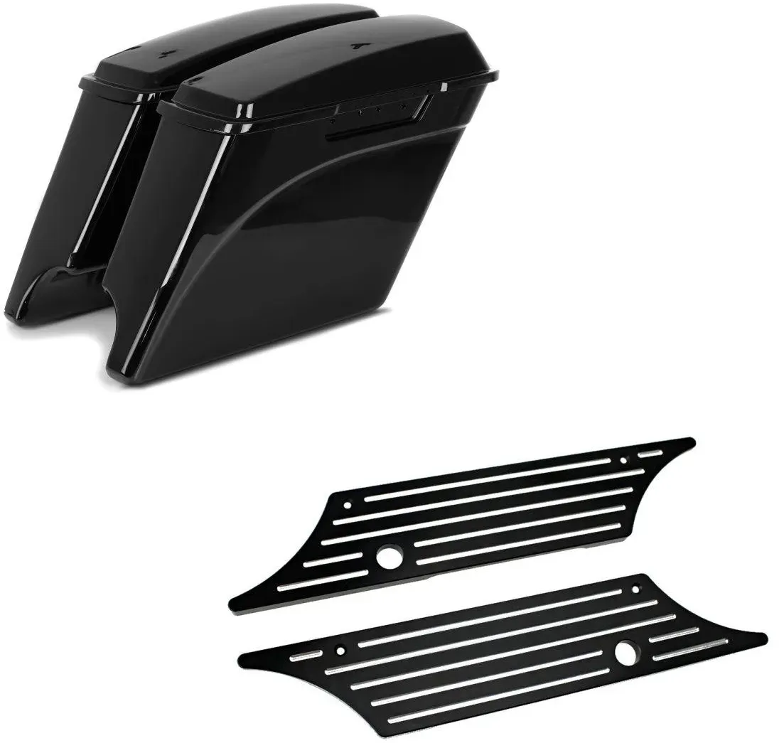 Set: Seitenkoffer Stretched passend für Harley Davidson Touring 94-13 lackiert, o. Verschluss Craftride + Edge Cut Satteltaschen Verschluss passend für Harley Davidson Touring Modelle 93-13 Craftride