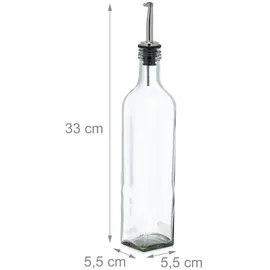 Relaxdays Essig- und Ölspender Set 4 Glasflaschen 500 ml Ausgießer transparent