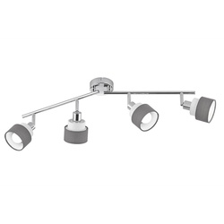 Deckenleuchte Spotleiste Wohnzimmerlampe, Schirme beweglich, 4-flammig, verstellbar, Stahl, chromfarben grau, 4x E14 Fassungen, LxBxH 85x20,2x9 cm
