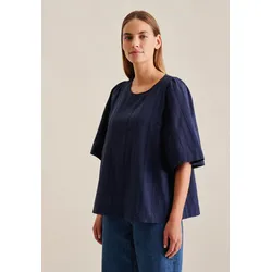 Shirtbluse »Schwarze Rose«, Kurzarm Rundhals Streifen, Gr. XL (42), Dunkelblau, , 50163327-42