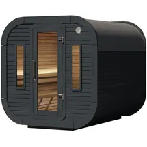 Wolff Finnhaus Design Saunahaus Luago 2x2 Art 1 anthrazit Typ 2 mit 2 frontseitigen Fenstern Komplett montiert