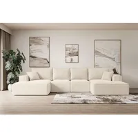 altdecor WOHNLANDSCHAFT mit Schlaffunktion und Bettkasten - 349x161x87 cm Beige Cord
