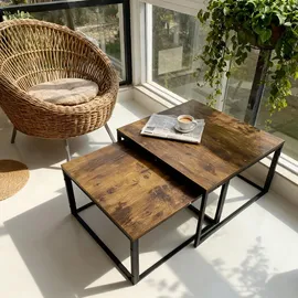 Relaxdays Beistelltisch Braun Schwarz Metall 75 x 42 cm