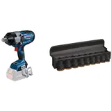 Bosch Professional 18V System BITURBO Akku Drehschlagschrauber GDS 18V-1600 HC (inkl. Leiterclip, ohne Akku/Ladegerät) + 9x PRO Impact Steckschlüsseleinsatz-Set (63 x 56 mm, Zubehör)