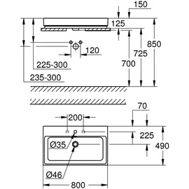 Grohe Cube Keramik Aufsatzwaschtisch 80 x 49 cm (3947600H)