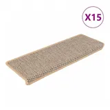 vidaXL Treppenmatten Selbstklebend Sisal 15 Stk. 65x21x4 cm Hellbeige
