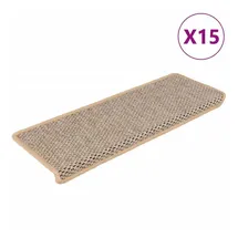 vidaXL Treppenmatten Selbstklebend Sisal 15 Stk. 65x21x4 cm Hellbeige
