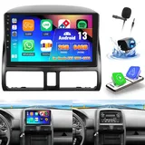 OiLiehu 2G+64G Android 13 Autoradio 2din Carplay Android Auto für Honda CRV 2001-2006 Autoradio Mit Bildschirm 9 Zoll Autoradio mit Mirror Link/EQ/Bluetooth/SWC/FM RDS/WiFi/GPS/Rückfahrkamera