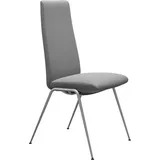 Polsterstuhl STRESSLESS "Laurel", grau (wild dove batick, chrom matt), B:57cm H:105cm T:60cm, Leder BATICK: BATICK ist ein leicht korrigiertes, durchgefärbtes und genarbtes Möbelleder, bei dem die meisten Unebenheiten und Spuren in der Regel entfernt wurden., Stühle, Polsterstuhl, High Back, Größe M, mit Beinen aus Stahl in Chrom matt