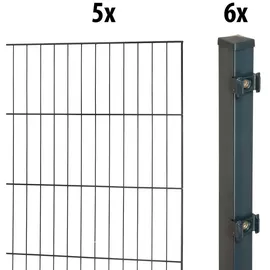 garden 'n' more Elmar Jung 10m Einzelstabmattenzaun Standard, 175cm hoch anthrazit Pfosten 40/40