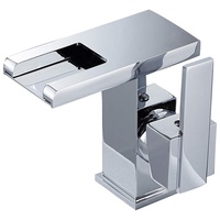 Badezimmerarmatur Wasserfall Mischbatterie LED Badezimmer Mischbatterie Einhebelmischer Waschbecken für Dusche (Silber)