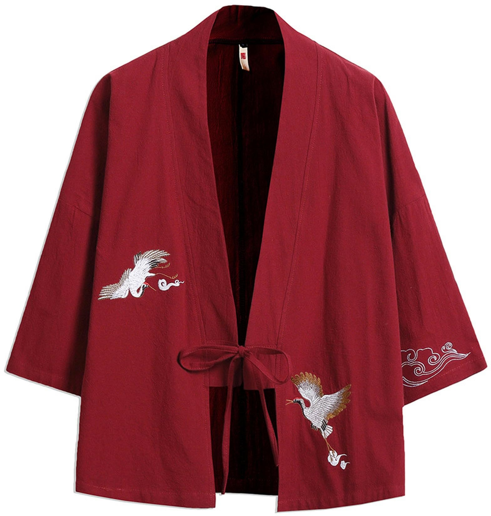 WEITING Herren-Jugend-Tang-Anzug, Leinenjacke, antikes Kostüm, Hanfu-Kimono, japanische taoistische Robe, literarisches Retro-Oberteil, Rot, 4XL