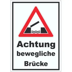 HB-Druck Aufkleber Achtung bewegliche Brücke A7 (74x105mm)