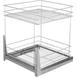 STOLMET Schrankauszug Schrankkorb mit Vollauszug Ausziehbare Küchenschublade mit Soft Close System Korbauszug Küchenschrank Schrank mit Außenbreite 50cm 2 Ablagen 480x545x450 mm Chrom Glänzend