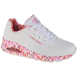 SKECHERS Uno - Loving Love Damen white durabuck/red pink mesh trim 38