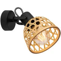 ETC Shop Wandlampe Spotstrahler Bambus Wandleuchte Boho Style Wohnzimmer