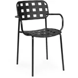 Gartenstuhl Clover 4er-Set mit Armlehne, Metall und Kunstfaser, modern, schwarz, stapelbar