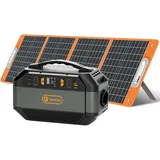 Flashfish Stromerzeuger Tragbare Powerstation 330W(600W Spitze),288,6Wh Akku,9 Ausgänge, 0,3 in kW, mit 100w Solarpanel für Camping Wohnmobil und als Notstromaggregat