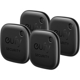 eufy Security SmartTrack Link (Schwarz, 4er-Pack) Schlüsselfinder, Kompatibel mit Apple Find My (iOS), Schlüsselfinder, Bluetooth-Tracker für Ohrhörer und Gepäck, Telefonfinder, wasserdicht.