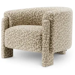 Casa Padrino Luxus Wohnzimmer & Hotel Sessel mit Leoparden Muster Beige - Luxus Möbel