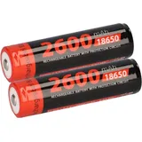 XCell 2x XCell Li-Ion 3,7V 2600mAh PCM Zelle 4/3 FA protected, for Flashlights 18650