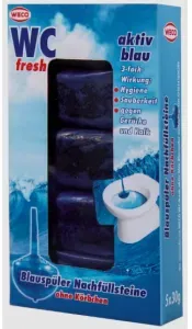 WECO WC-fresh Blauspüler Nachfüllsteine, 3-fach Wirkung, 1 Packung = 5 x 30 g Nachfüllstein ohne Körbchen